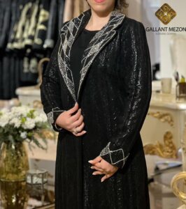 پالتو مجلسی بلند با طرح نقره‌ای