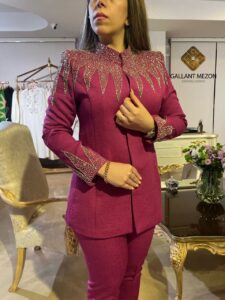 کت و شلوار مجلسی زنانه بنفش