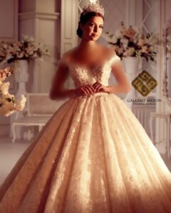 لباس عروس گلدوزی شده پرنسسی