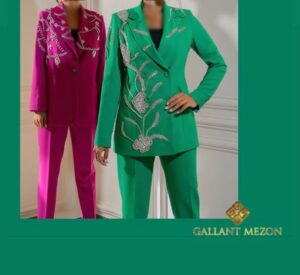 کت و شلوار مجلسی زنانه سبز گلدوزی شده - مزون گالانت