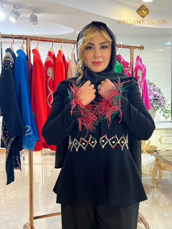 کت مجلسی زنانه مشکی جواهر دوزی مزون گالانت