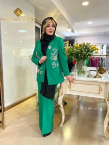 کت و شلوار مجلسی زنانه سبز رسمی جذاب - مزون گالانت