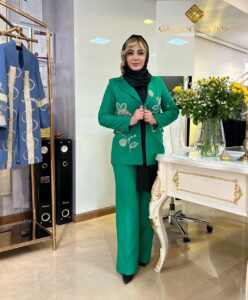 کت و شلوار مجلسی زنانه سبز رسمی خاص - مزون گالانت