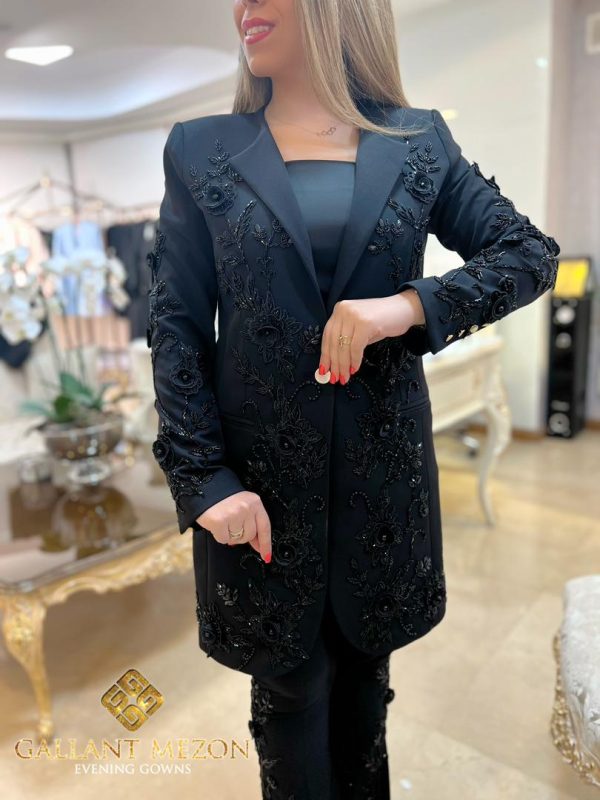 کت و شلوار مجلسی دانتل گل برجسته فرانسه   مزون گالانت