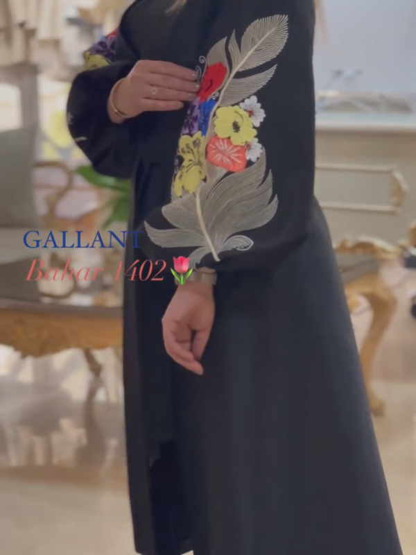 مانتو مجلسی لوکس بلند گلدوزی شده مشکی   مزون گالانت