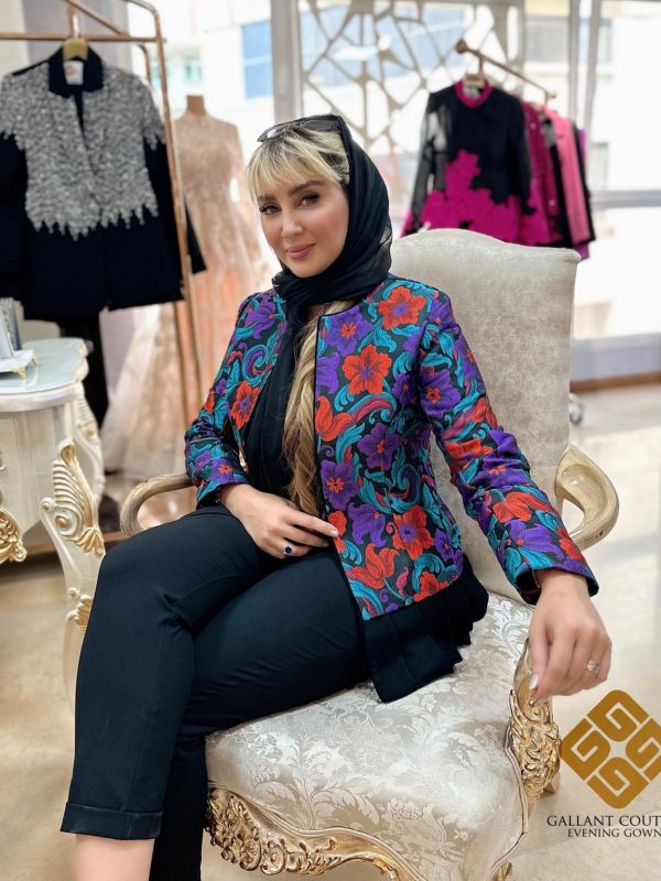 کت و شلوار با تاپ لوکس ابریشم ژاکارد مزون گالانت