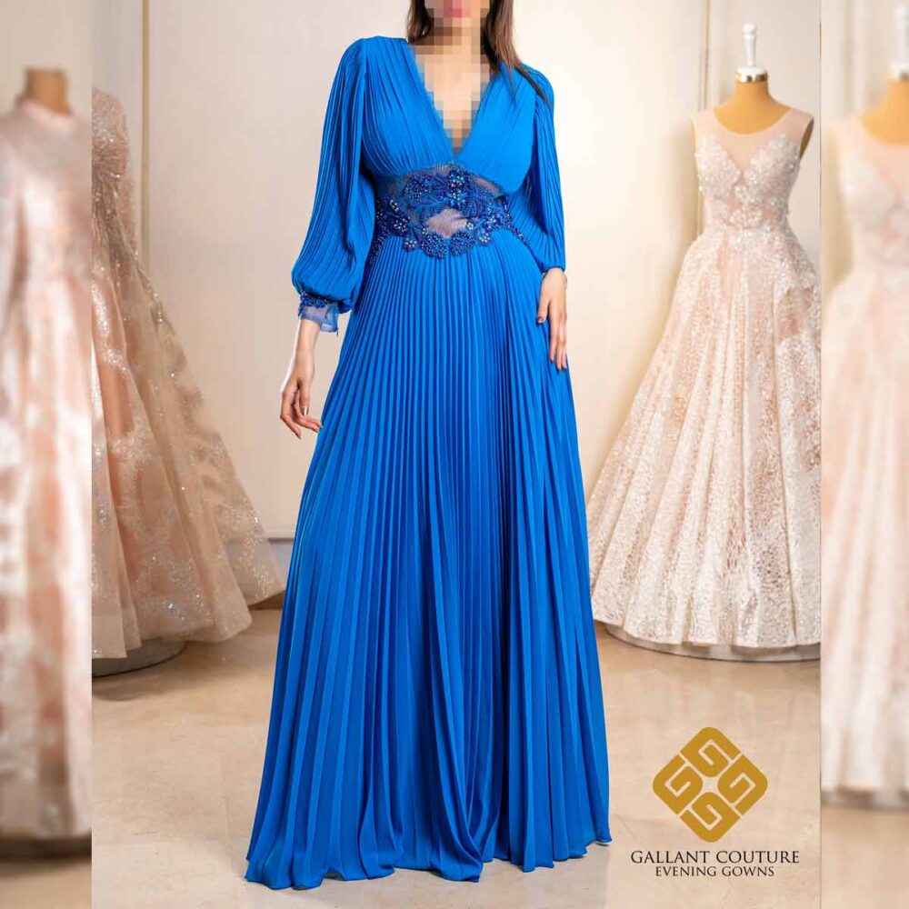 لباس مجلسی آستین دار زنانه آبی