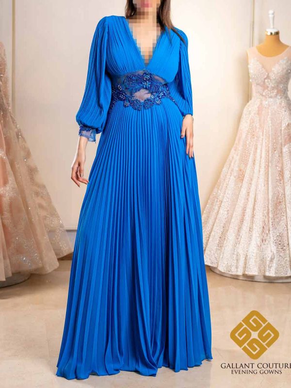 لباس مجلسی آستین دار زنانه آبی