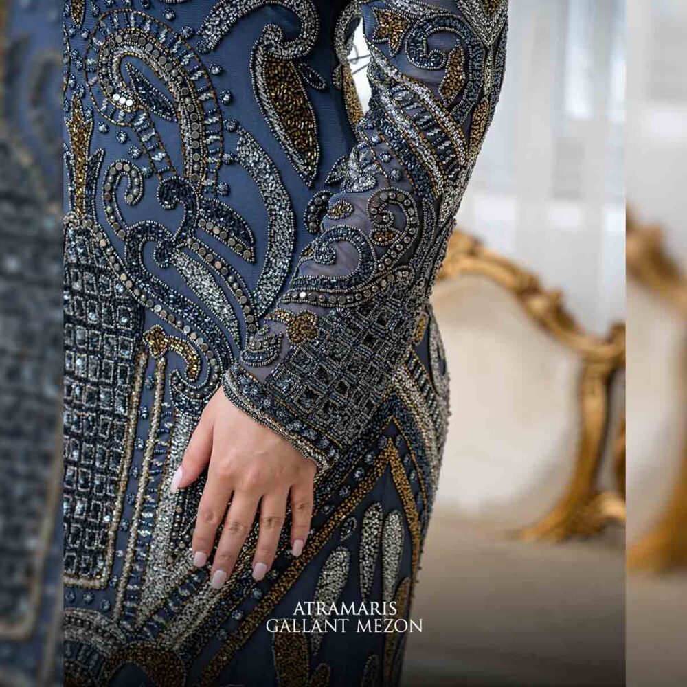 لباس مجلسی بلند پوشیده جواهر دوزی شده - تصویر 4