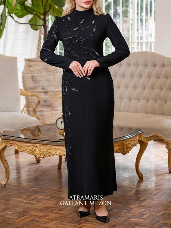 پیراهن مجلسی زنانه پوشیده مشکی