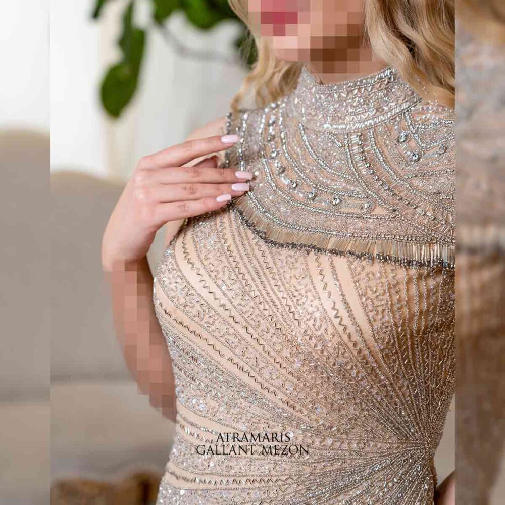 لباس شب بلند کار شده - تصویر 2