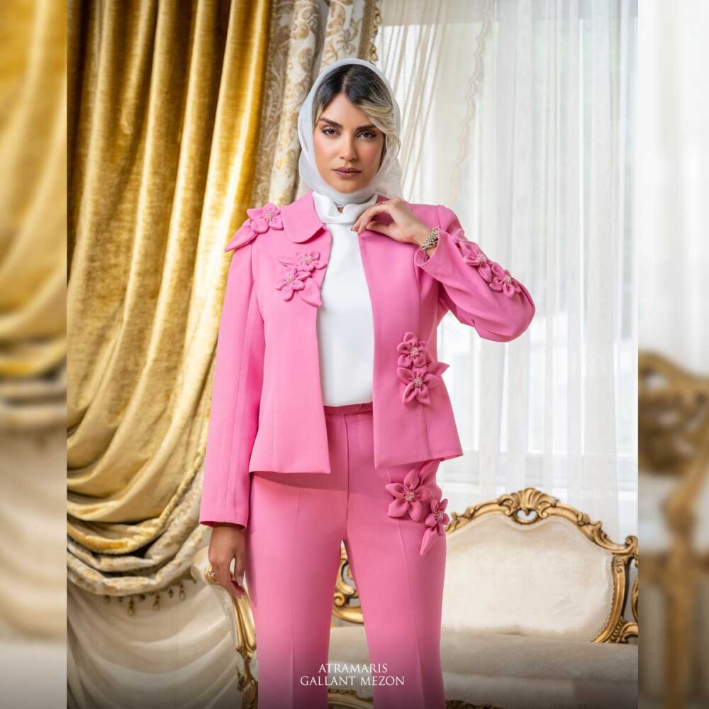 کت شلوار زنانه صورتی مجلسی