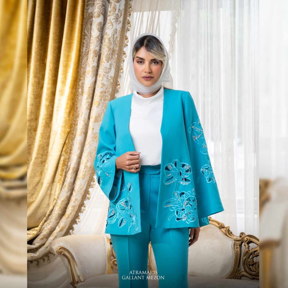 مانتو شلوار مزونی آبی