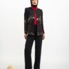 کت شلوار زنانه مشکی قرمز کریستال
