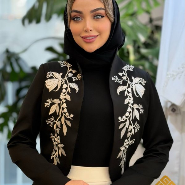 کت دامن فاخر گلدوزی ابریشم مشکی